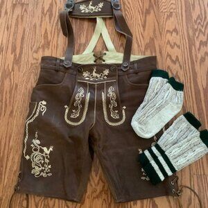 Authentic Oktoberfest Lederhosen size US38 (run smaller, 34/36!) with socks